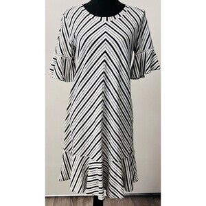 Anthropologie Maeve Galena Flounced Striped Tunic Dress sz S Flowy Casual Work‎